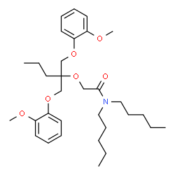 ChemSpider 2D Image | 2-({1-(2-Methoxyphenoxy)-2-[(2-methoxyphenoxy)methyl]-2-pentanyl}oxy)-N,N-dipentylacetamide | C32H49NO6