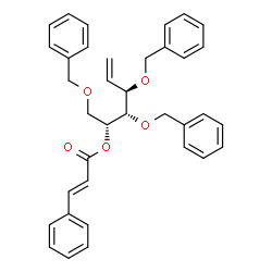 ChemSpider 2D Image | 3,4,6-Tri-O-benzyl-1,2-dideoxy-5-O-[(2E)-3-phenyl-2-propenoyl]-D-arabino-hex-1-enitol | C36H36O5