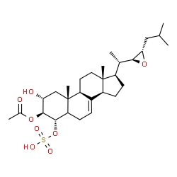 ChemSpider 2D Image | (2alpha,3beta,4alpha,22S,23S)-2-Hydroxy-4-(sulfooxy)-22,23-epoxycholest-7-en-3-yl acetate | C29H46O8S
