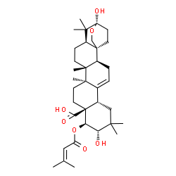 ChemSpider 2D Image | (3beta,21alpha,22beta)-3,21-Dihydroxy-22-[(3-methyl-2-butenoyl)oxy]-3,25-epoxyolean-12-en-28-oic acid | C35H52O7