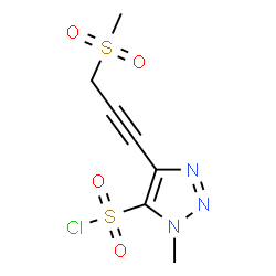 ChemSpider 2D Image | 1-Methyl-4-[3-(methylsulfonyl)-1-propyn-1-yl]-1H-1,2,3-triazole-5-sulfonyl chloride | C7H8ClN3O4S2