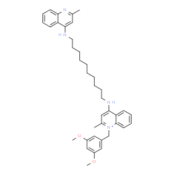 ChemSpider 2D Image | 1-(3,5-Dimethoxybenzyl)-2-methyl-4-({10-[(2-methyl-4-quinolinyl)amino]decyl}amino)quinolinium | C39H49N4O2