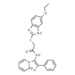 ChemSpider 2D Image | acetamide, 2-[(5-ethoxy-1H-benzimidazol-2-yl)thio]-N-(2-phenylimidazo[1,2-a]pyridin-3-yl)- | C24H21N5O2S