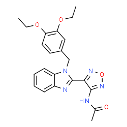ChemSpider 2D Image | N-{4-[1-(3,4-Diethoxybenzyl)-1H-benzimidazol-2-yl]-1,2,5-oxadiazol-3-yl}acetamide | C22H23N5O4