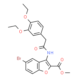 ChemSpider 2D Image | Methyl 5-bromo-3-{[(3,4-diethoxyphenyl)acetyl]amino}-1-benzofuran-2-carboxylate | C22H22BrNO6