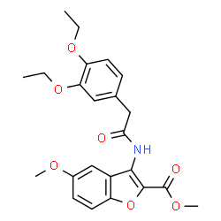 ChemSpider 2D Image | Methyl 3-{[(3,4-diethoxyphenyl)acetyl]amino}-5-methoxy-1-benzofuran-2-carboxylate | C23H25NO7