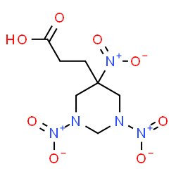 ChemSpider 2D Image | 3-(1,3,5-Trinitrohexahydro-5-pyrimidinyl)propanoic acid | C7H11N5O8