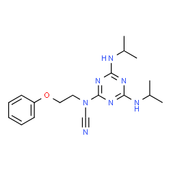 ChemSpider 2D Image | [4,6-Bis(isopropylamino)-1,3,5-triazin-2-yl](2-phenoxyethyl)cyanamide | C18H25N7O