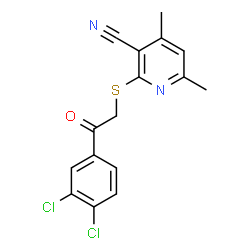 ChemSpider 2D Image | 2-{[2-(3,4-Dichlorophenyl)-2-oxoethyl]sulfanyl}-4,6-dimethylnicotinonitrile | C16H12Cl2N2OS