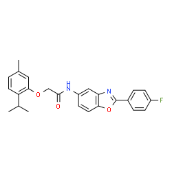 ChemSpider 2D Image | N-[2-(4-Fluorophenyl)-1,3-benzoxazol-5-yl]-2-(2-isopropyl-5-methylphenoxy)acetamide | C25H23FN2O3