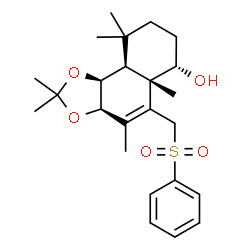ChemSpider 2D Image | (3aR,5aS,6S,9aS,9bS)-2,2,4,5a,9,9-Hexamethyl-5-[(phenylsulfonyl)methyl]-3a,5a,6,7,8,9,9a,9b-octahydronaphtho[1,2-d][1,3]dioxol-6-ol | C24H34O5S