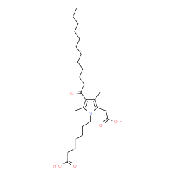 ChemSpider 2D Image | 7-[2-(Carboxymethyl)-4-dodecanoyl-3,5-dimethyl-1H-pyrrol-1-yl]heptanoic acid | C27H45NO5
