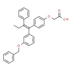 ChemSpider 2D Image | (4-{(1E)-1-[3-(Benzyloxy)phenyl]-2-phenyl-1-buten-1-yl}phenoxy)acetic acid | C31H28O4