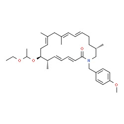 ChemSpider 2D Image | (3E,5E,7S,8S,10E,13E,15E,19S)-8-(1-Ethoxyethoxy)-1-(4-methoxybenzyl)-7,11,13,19-tetramethylazacycloicosa-3,5,10,13,15-pentaen-2-one | C35H51NO4