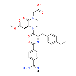 ChemSpider 2D Image | [(3S)-4-[N-(4-Carbamimidoylbenzoyl)-4-ethyl-L-phenylalanyl]-3-(2-methoxy-2-oxoethyl)-2-oxo-1-piperazinyl]acetic acid | C28H33N5O7