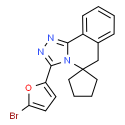 ChemSpider 2D Image | 3'-(5-Bromo-2-furyl)-6'H-spiro[cyclopentane-1,5'-[1,2,4]triazolo[3,4-a]isoquinoline] | C18H16BrN3O