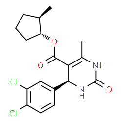 ChemSpider 2D Image | (1R,2R)-2-Methylcyclopentyl (4S)-4-(3,4-dichlorophenyl)-6-methyl-2-oxo-1,2,3,4-tetrahydro-5-pyrimidinecarboxylate | C18H20Cl2N2O3