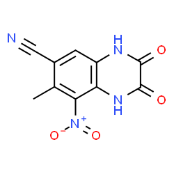 ChemSpider 2D Image | 7-Methyl-8-nitro-2,3-dioxo-1,2,3,4-tetrahydro-6-quinoxalinecarbonitrile | C10H6N4O4