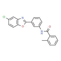 ChemSpider 2D Image | N-[3-(5-Chloro-1,3-benzoxazol-2-yl)phenyl]-2-methylbenzamide | C21H15ClN2O2