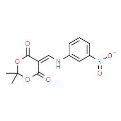 ChemSpider 2D Image | 2,2-Dimethyl-5-{[(3-nitrophenyl)amino]methylene}-1,3-dioxane-4,6-dione | C13H12N2O6