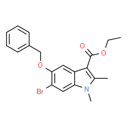 ChemSpider 2D Image | Ethyl 5-(benzyloxy)-6-bromo-1,2-dimethyl-1H-indole-3-carboxylate | C20H20BrNO3