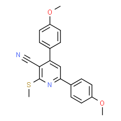 ChemSpider 2D Image | 4,6-Bis(4-methoxyphenyl)-2-(methylsulfanyl)nicotinonitrile | C21H18N2O2S