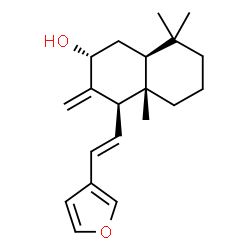 ChemSpider 2D Image | (2R,4R,4aS,8aS)-4-[(E)-2-(3-Furyl)vinyl]-4a,8,8-trimethyl-3-methylenedecahydro-2-naphthalenol | C20H28O2