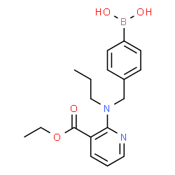 ChemSpider 2D Image | [4-({[3-(Ethoxycarbonyl)-2-pyridinyl](propyl)amino}methyl)phenyl]boronic acid | C18H23BN2O4
