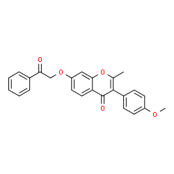ChemSpider 2D Image | 3-(4-Methoxyphenyl)-2-methyl-7-(2-oxo-2-phenylethoxy)-4H-chromen-4-one | C25H20O5