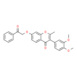 ChemSpider 2D Image | 3-(3,4-Dimethoxyphenyl)-2-methyl-7-(2-oxo-2-phenylethoxy)-4H-chromen-4-one | C26H22O6