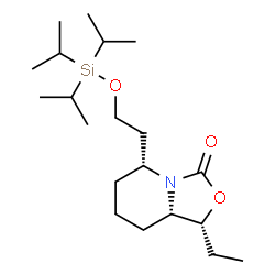 ChemSpider 2D Image | (1R,5R,8aS)-1-Ethyl-5-{2-[(triisopropylsilyl)oxy]ethyl}hexahydro[1,3]oxazolo[3,4-a]pyridin-3-one | C20H39NO3Si