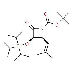 ChemSpider 2D Image | 2-Methyl-2-propanyl (2S,3R)-2-(2-methyl-1-propen-1-yl)-4-oxo-3-[(triisopropylsilyl)oxy]-1-azetidinecarboxylate | C21H39NO4Si