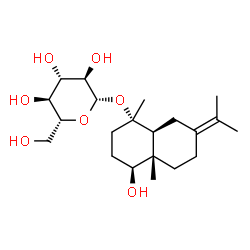 ChemSpider 2D Image | (1S,4S,4aS,8aS)-4-Hydroxy-7-isopropylidene-1,4a-dimethyldecahydro-1-naphthalenyl beta-D-glucopyranoside | C21H36O7