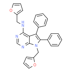 ChemSpider 2D Image | N,7-Bis(2-furylmethyl)-5,6-diphenyl-7H-pyrrolo[2,3-d]pyrimidin-4-amine | C28H22N4O2