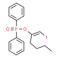 ChemSpider 2D Image | (1E)-1-Iodo-1-hexen-2-yl diphenylphosphinate | C18H20IO2P