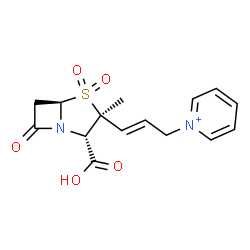 ChemSpider 2D Image | 1-{(2E)-3-[(2S,3S,5R)-2-Carboxy-3-methyl-4,4-dioxido-7-oxo-4-thia-1-azabicyclo[3.2.0]hept-3-yl]-2-propen-1-yl}pyridinium | C15H17N2O5S