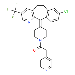 ChemSpider 2D Image | 1-{4-[8-Chloro-3-(trifluoromethyl)-5,6-dihydro-11H-benzo[5,6]cyclohepta[1,2-b]pyridin-11-ylidene]-1-piperidinyl}-2-(4-pyridinyl)ethanone | C27H23ClF3N3O