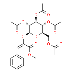 ChemSpider 2D Image | Methyl (2E)-3-phenyl-2-[(2,3,4,6-tetra-O-acetyl-beta-D-glucopyranosyl)oxy]acrylate | C24H28O12