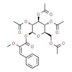 ChemSpider 2D Image | 2,3,4,6-Tetra-O-acetyl-1-O-[(2E)-2-methoxy-3-phenyl-2-propenoyl]-beta-D-glucopyranose | C24H28O12
