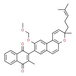 ChemSpider 2D Image | 2-[9-(Methoxymethoxy)-3-methyl-3-(4-methyl-3-penten-1-yl)-3H-benzo[f]chromen-8-yl]-3-methyl-1,4-naphthoquinone | C33H32O5