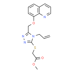 ChemSpider 2D Image | Methyl ({4-allyl-5-[(8-quinolinyloxy)methyl]-4H-1,2,4-triazol-3-yl}sulfanyl)acetate | C18H18N4O3S
