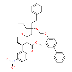 ChemSpider 2D Image | Methyl (5R)-5-[(4-biphenylyloxy)methoxy]-3-hydroxy-2-[(1S)-1-(3-nitrophenyl)propyl]-5-(2-phenylethyl)octanoate | C39H45NO7