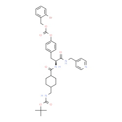 ChemSpider 2D Image | O-{[(2-Bromobenzyl)oxy]carbonyl}-Nalpha-({4-[({[(2-methyl-2-propanyl)oxy]carbonyl}amino)methyl]cyclohexyl}carbonyl)-N-(4-pyridinylmethyl)-L-tyrosinamide | C36H43BrN4O7