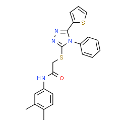 ChemSpider 2D Image | N-(3,4-Dimethylphenyl)-2-{[4-phenyl-5-(2-thienyl)-4H-1,2,4-triazol-3-yl]sulfanyl}acetamide | C22H20N4OS2