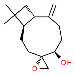 ChemSpider 2D Image | (1R,4S,5R,9S)-11,11-Dimethyl-8-methylenespiro[bicyclo[7.2.0]undecane-4,2'-oxiran]-5-ol | C15H24O2