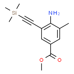 ChemSpider 2D Image | Methyl 4-amino-3-methyl-5-[(trimethylsilyl)ethynyl]benzoate | C14H19NO2Si