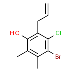ChemSpider 2D Image | 2-Allyl-4-bromo-3-chloro-5,6-dimethylphenol | C11H12BrClO