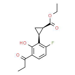 ChemSpider 2D Image | Ethyl (1R,2S)-2-(6-fluoro-2-hydroxy-3-propionylphenyl)cyclopropanecarboxylate | C15H17FO4