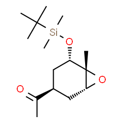 ChemSpider 2D Image | 1-[(1R,3R,5S,6R)-5-{[Dimethyl(2-methyl-2-propanyl)silyl]oxy}-6-methyl-7-oxabicyclo[4.1.0]hept-3-yl]ethanone | C15H28O3Si