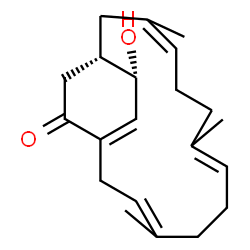 ChemSpider 2D Image | (1S,11E,17S)-17-Hydroxy-3,7,11-trimethylbicyclo[12.2.2]octadeca-3,7,11,14(18)-tetraen-15-one | C21H30O2